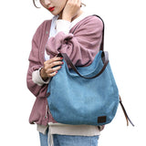 Women Fashion Tote Shoulder Bag Casual Canvas Handbag Retro Tote Purse Messenger Bag Large Capacity Travel School Bag