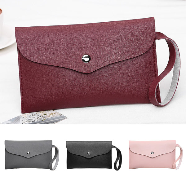 Women PU Leather Wristband Wallet Clutch Bag Phone Holder Zip Coin Purse Handbag