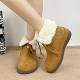 Womens Plush Lined Warm Ankle Boots Winter Snow Boots Short Booties Lace Up Casual Soft Shoes
