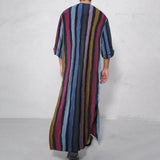 Men's Muslim Long Robe Long Sleeve Round Neck Middle East Kaftans Formal Party