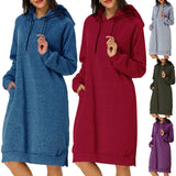 Womens Casual Hooded Sweatshirt Long Sleeve Sweater Hoodies Ladies Jumper Dress