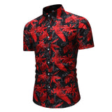 Men Short Sleeve Hawaiian Printed Casual Loose Shirts Beach Holiday Button Tops