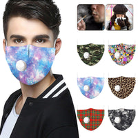 CUH Cloth Face Masks With Valve,Printing Masks,Adult Kids Mouth Covering,Woman Man Masks,Strethable Mouth-muffle,Washable Reusable Mask
