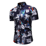 Men Short Sleeve Hawaiian Printed Casual Loose Shirts Beach Holiday Button Tops