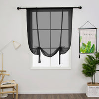Tie Up Window Curtains, Sheer Window Drapes,Short Curtain Scarf,Cafe Kitchen Curtain Valance,Rod Pocket Curtain Panel