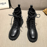 Women's Lace Up&Zip Combat Ankle Boot