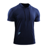 Mens Hooded Short Sleeve Casual Tops Shirts Slim Muscle Blouse Pullover