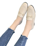 Women's Loafers Buckle Decor Pumps Boat Slip On Flats Work School Comfy Shoes