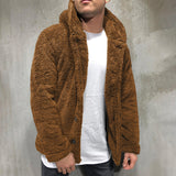 Men's Winter Warm Faux Fur Fluffy Jacket Long Sleeve Hooded Coat Plush Outwear
