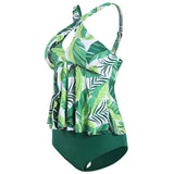 Women Tummy Control Tankini Swimsuit Two Piece Swimwear Ladies Swing Tankini Set Beachwear Ruffled Bikini Set Swimming Costumes Bathing Suit Push Up Padded Bra Backless Tankini Tops with Swim Bottoms