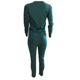 Women Letter Design Rhinestone Faux Pearl Two-Piece Suit Party Sexy Tracksuit