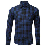Men Casual Check Plaid Printed Long Sleeve Shirt Tops Blouse Button-Down Pocket