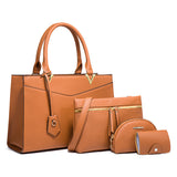 4Pcs Fashion Women Leather Tote Handbag Shoulder Bags Top Handle Satchel Business Bag Purse Pouch for Mom Girls Gift