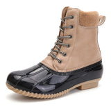 Women's Waterproof High Top Boots Lace Up Duck BootsRound Toe Rain Booties Anti Slip