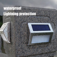 3 LED Solar Powered Stair Light Outdoor Garden Pathway Step Decking Wall Lamp