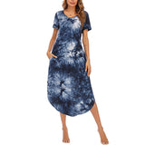 Women's Short Sleeve Pockets Pajamas Sleep Dress Nightgown Sleepwear Nightshirt