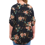 Women's Floral Printed V Neck Long Sleeve T-Shirt Pullover Blouse Tops Tunic Tee
