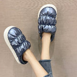 Ladies Cute Solid Color Slippers Round Toe Platform Keep Warm Slippers