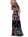 Women Casual Slim Fit Off Shoulder Maxi Dress Summer Beach Short Sleeve Sundress