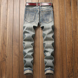 Men Ripped Jeans Straight Skinny Slim Fit Denim Pants Destroyed Frayed Trousers