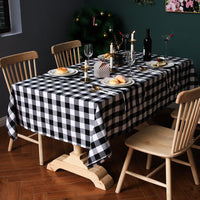 Cotton Linen Dining Table Cover Rectangle Plaid Tablecloth Picnic Table Cloth Cover Home Christmas Party Decor Tablecloth, Red/Black Plaid