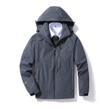 Men Solid Color Windproof Waterproof Jacket Outdoor Lapel Neck Windbreaker Coat