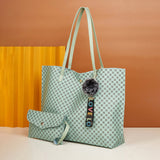 Women PU Leather Tote Shoulder Bag Handbag Satchel Purse With Clutch Bag Pom Pom