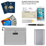 Waterproof Money Bag Fireproof Document Bag Cash Pouch Envelope Holder With Lock