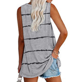 Womens Striped Printed V Neck Vest Tank Tops Summer Sleeveless T-Shirt Pullover
