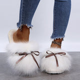 Women's Fluffy Slippers Closed Toe Warm Indoor House Mules Slipper Cozy Shoes