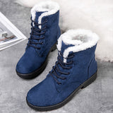 Women's Snow Boots Winter Ankle Boots Lace Up Cotton Warm Fur Lined Anti-Slip Platform Booties Outdoor