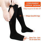 Zip Sox Compression Socks Zipper Leg Support Knee Open Toe Shaper Stockings