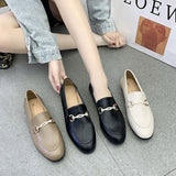 Women's Loafers Buckle Decor Pumps Boat Slip On Flats Work School Comfy Shoes