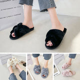 Women Cross Band Slippers,Soft Plush Fuzzy Open Toe Indoor Warm House Shoes