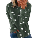 Women Casual Loose Star Printed Hoodie Long Sleeve Sweater T-Shirt Pullover Tops
