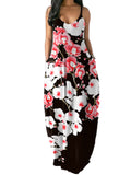 Women's Loose Floral Maxi Dresses Casual Long Dresses 2 Side Pockets Boho Dress