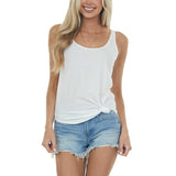 Casual Solid Color T-shirts for Women Loose Blouses Sleeveless Scoop Neck Basic Tunic Tank Top