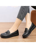 Ferndule Loafers for Women Slip On Leather Comfort Rubber Sole Flats Shoes