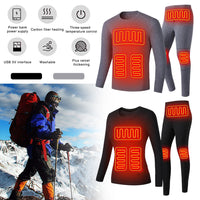 Ploreser Heated Underwear Shirt with Pants Washable USB Charging Electric Thermal Heating Insulated Clothes with 3 Level Temperature Setting Cold-Proof Underwear Men/Women Outdoor Winter Heating