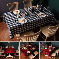 Cotton Linen Dining Table Cover Rectangle Plaid Tablecloth Picnic Table Cloth Cover Home Christmas Party Decor Tablecloth, Red/Black Plaid