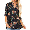 Floral Printed V Neck Long Sleeve T-Shirt For Women Pullover Blouse Tops Tunic Tee