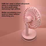 Rechargeable Desk Fan Portable Ultra-Quiet 3 Mode LED Light USB Mini Desktop Fan