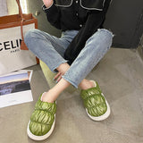 Ladies Cute Solid Color Slippers Round Toe Platform Keep Warm Slippers