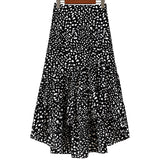 Womens High Waist Polka Dot Pleated Skirt Midi Swing Skirt