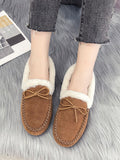 Bowknot Loafers for Women Winter Warm Moccasins Slippers Faux Fur Lined Casual Flat Shoes Indoor & Outdoor