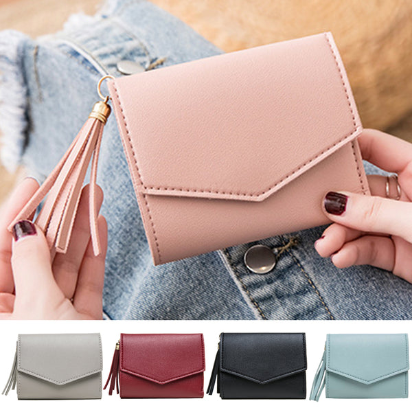 PU Leather Tassels Trifold Wallet Credit Card Holder Money Clutch Purse Handbag