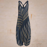 Long Romper Women V Neck Tank Tops Long Jupmsuits Loose Waist One Piece Bodysuit