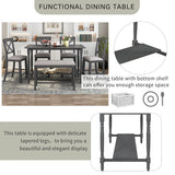 Goory Durable Counter Height 6-Piece Gray Dining Room Wooden Table Set Elegant Simple Restaurant