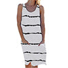Women Striped Beach Slip Skirt Knee Length Sleeveless Round Neck Dress Plus Size