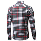 Men Casual Check Plaid Printed Long Sleeve Shirt Tops Blouse Button-Down Pocket